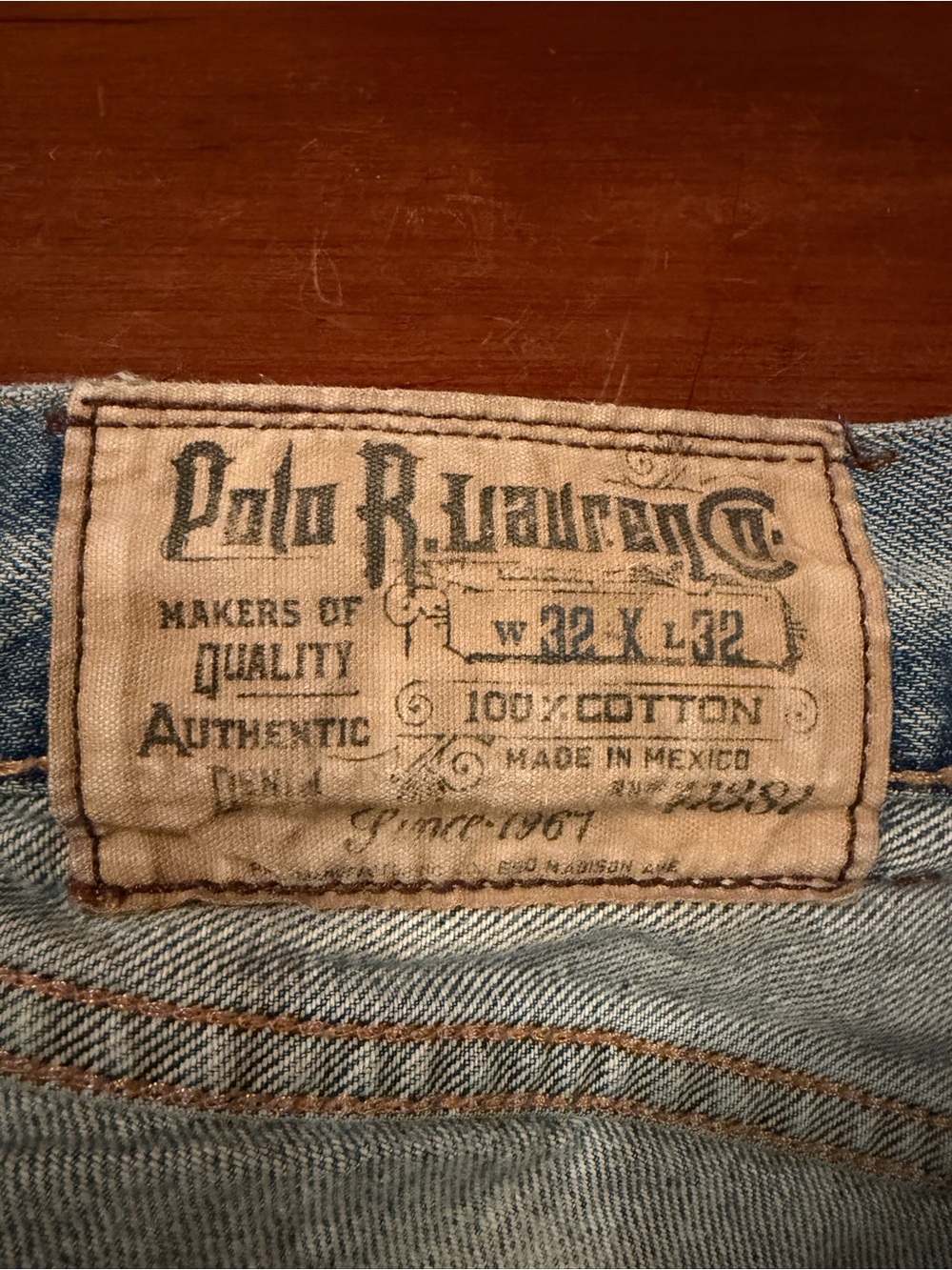 Polo Ralph Lauren 867 Jeans 32x32 Classic Straight Leg Distressed Light Wash - Picture 7 of 9